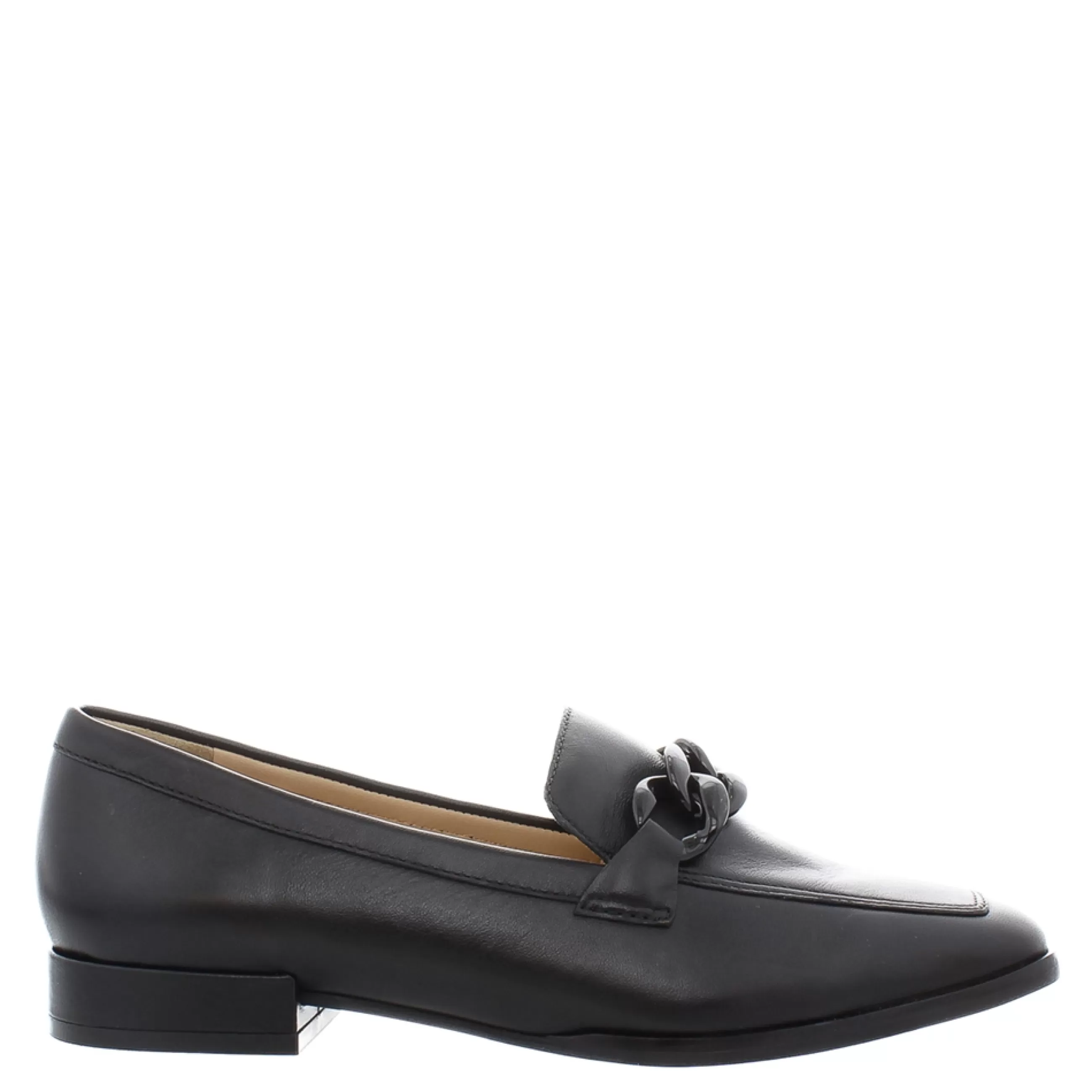 Elegance Black Leather Chain Loafers>Carl Scarpa Fashion