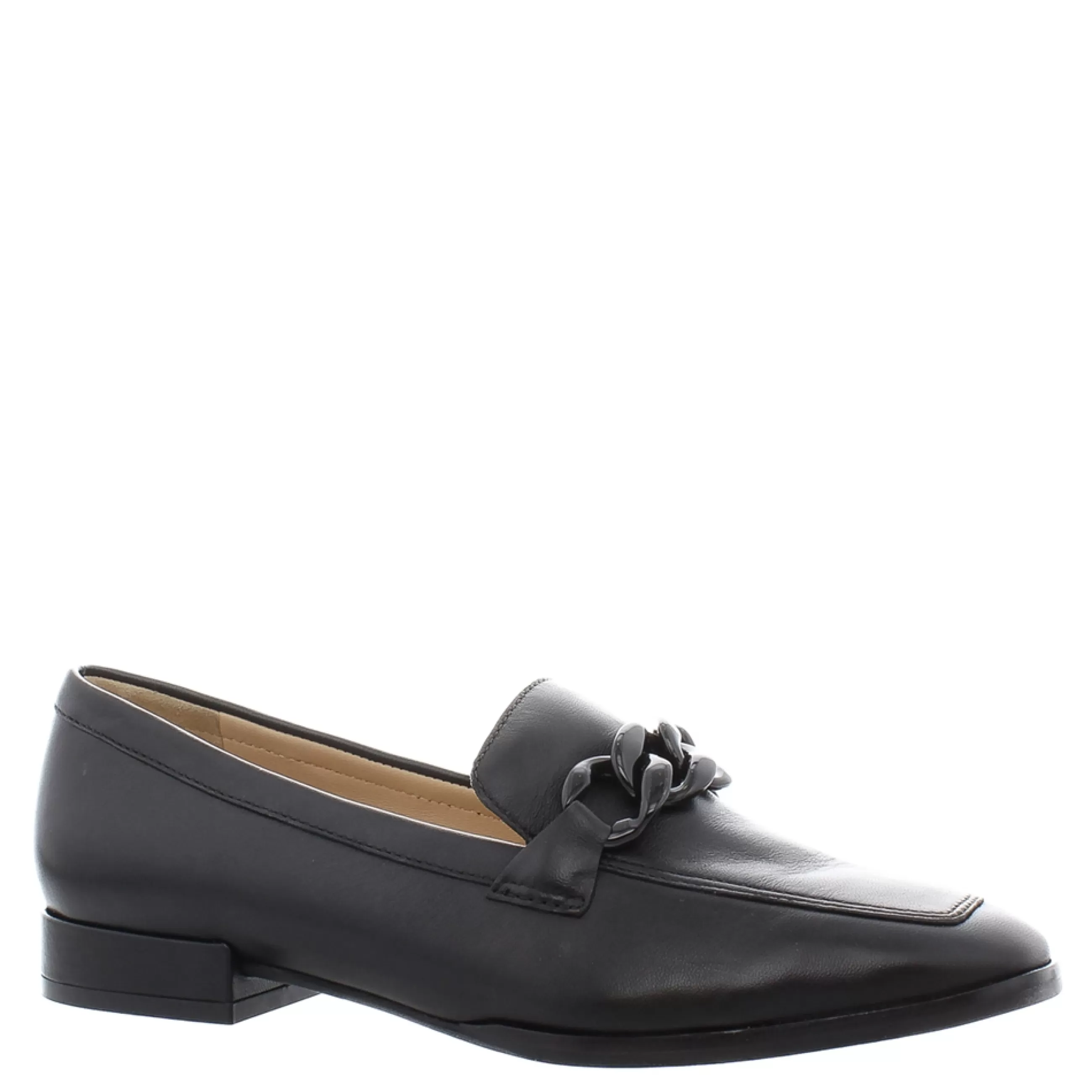 Elegance Black Leather Chain Loafers>Carl Scarpa Fashion