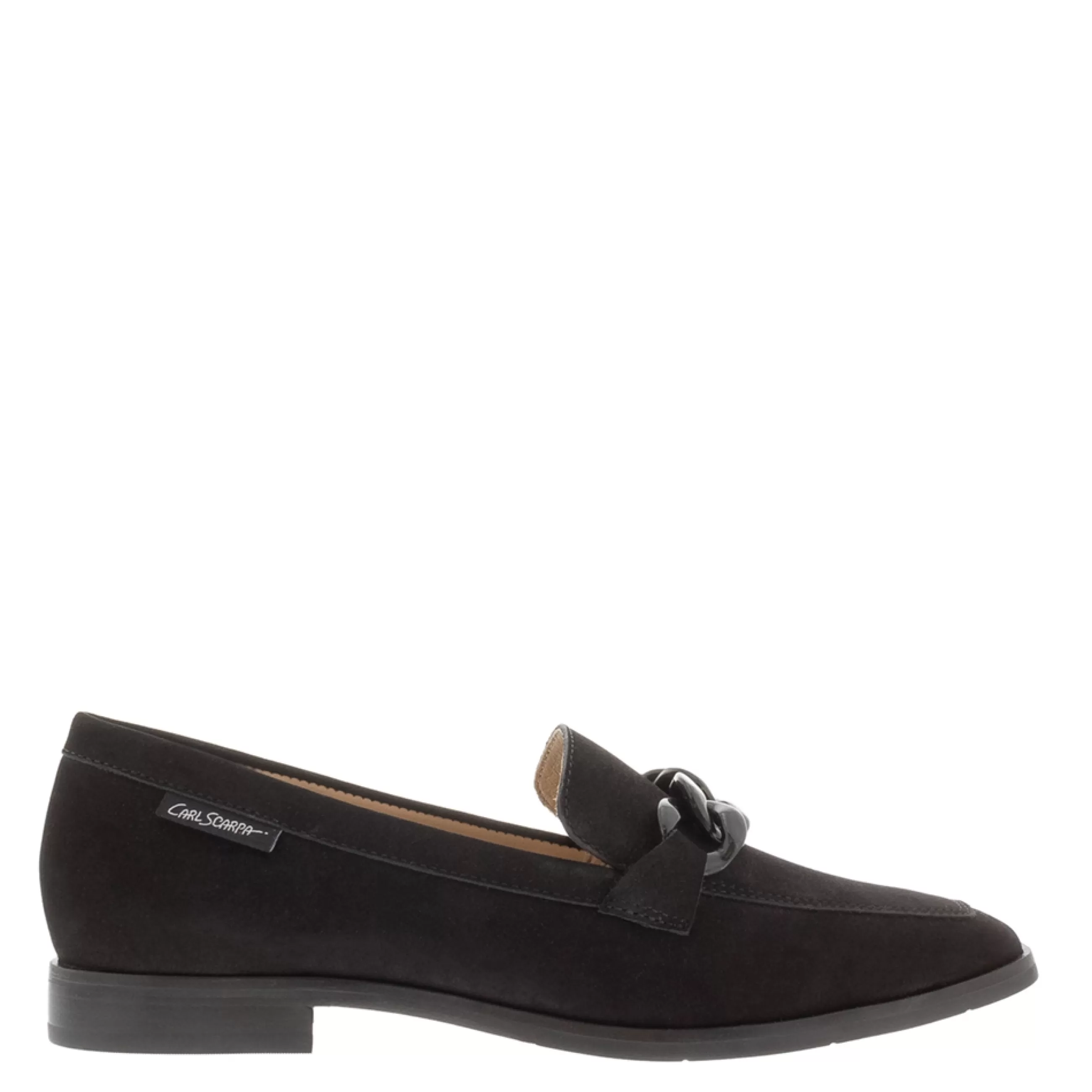 Elegance Black Nubuck Suede Chain Loafers>Carl Scarpa Clearance