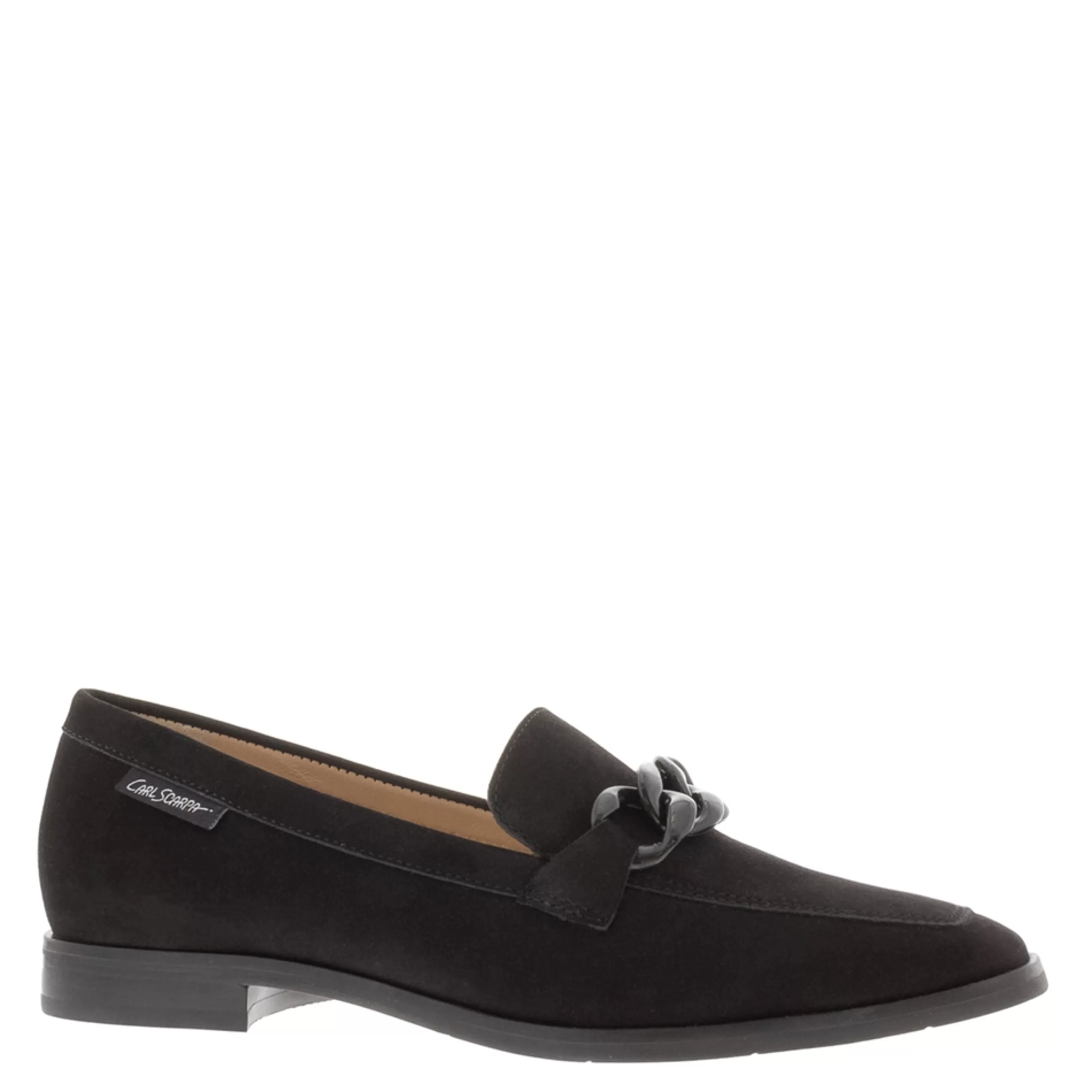 Elegance Black Nubuck Suede Chain Loafers>Carl Scarpa Clearance