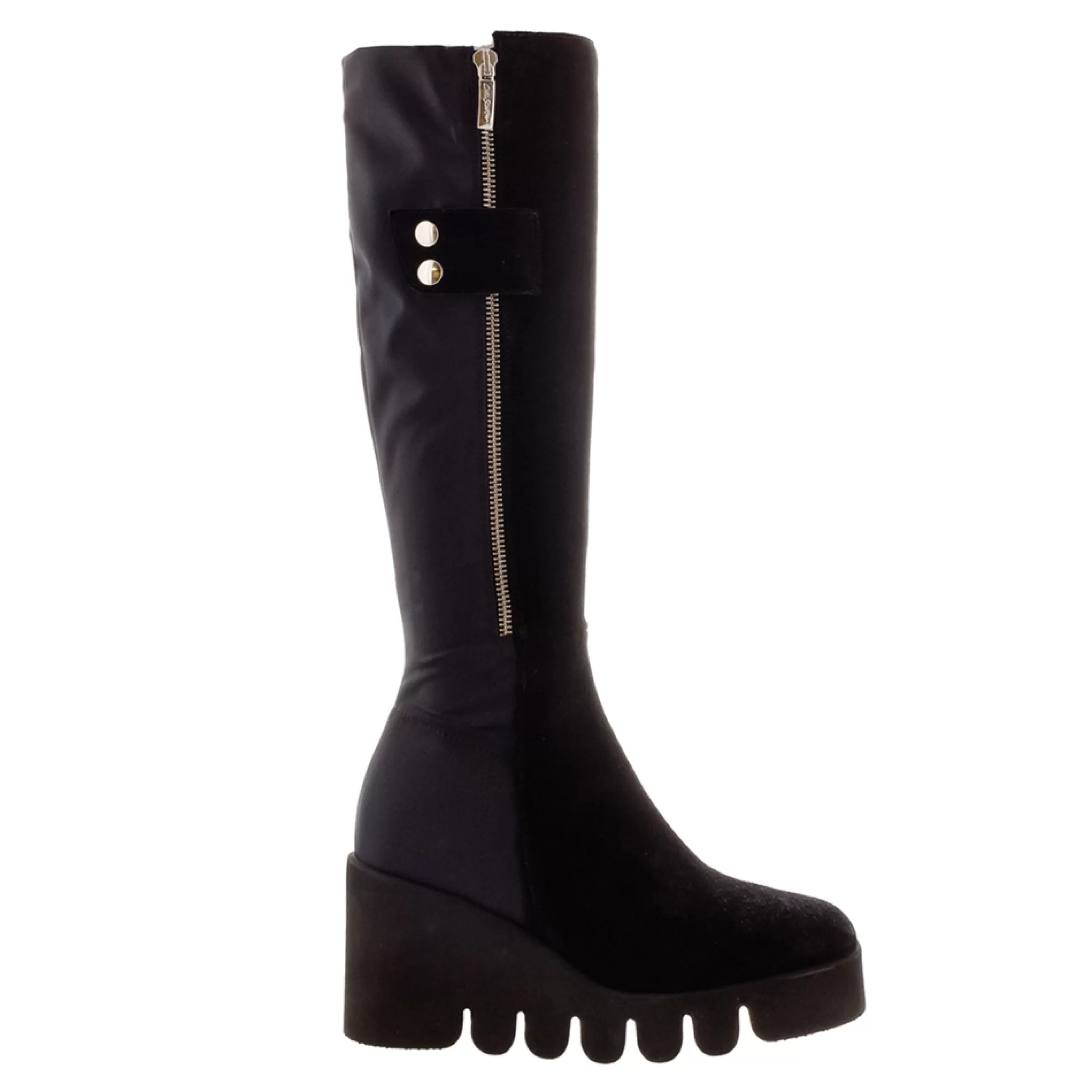 Hail Black Leather Wavesole Knee High Boots>Carl Scarpa Fashion