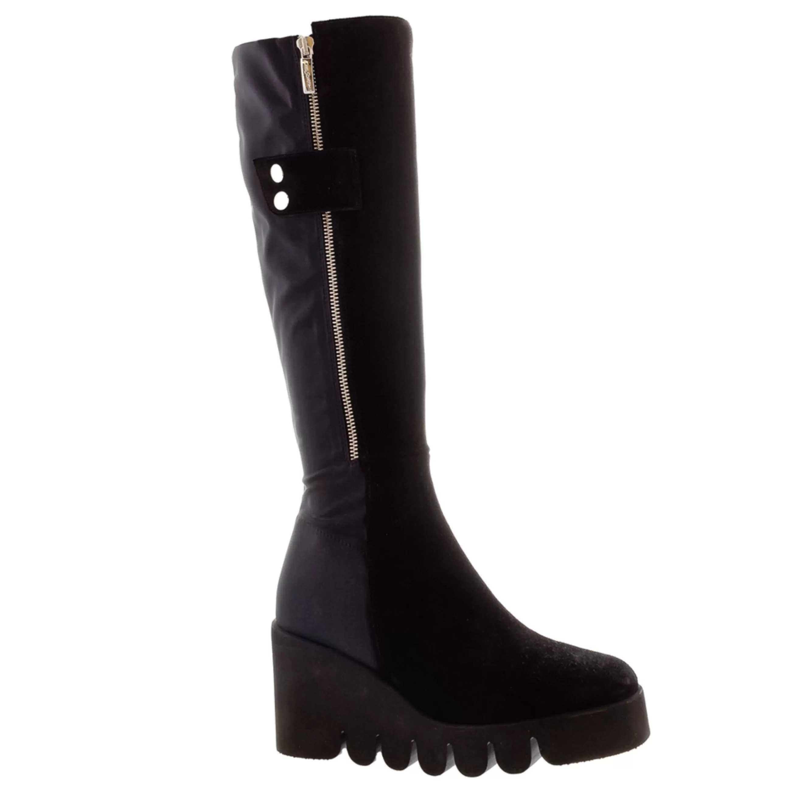 Hail Black Leather Wavesole Knee High Boots>Carl Scarpa Fashion