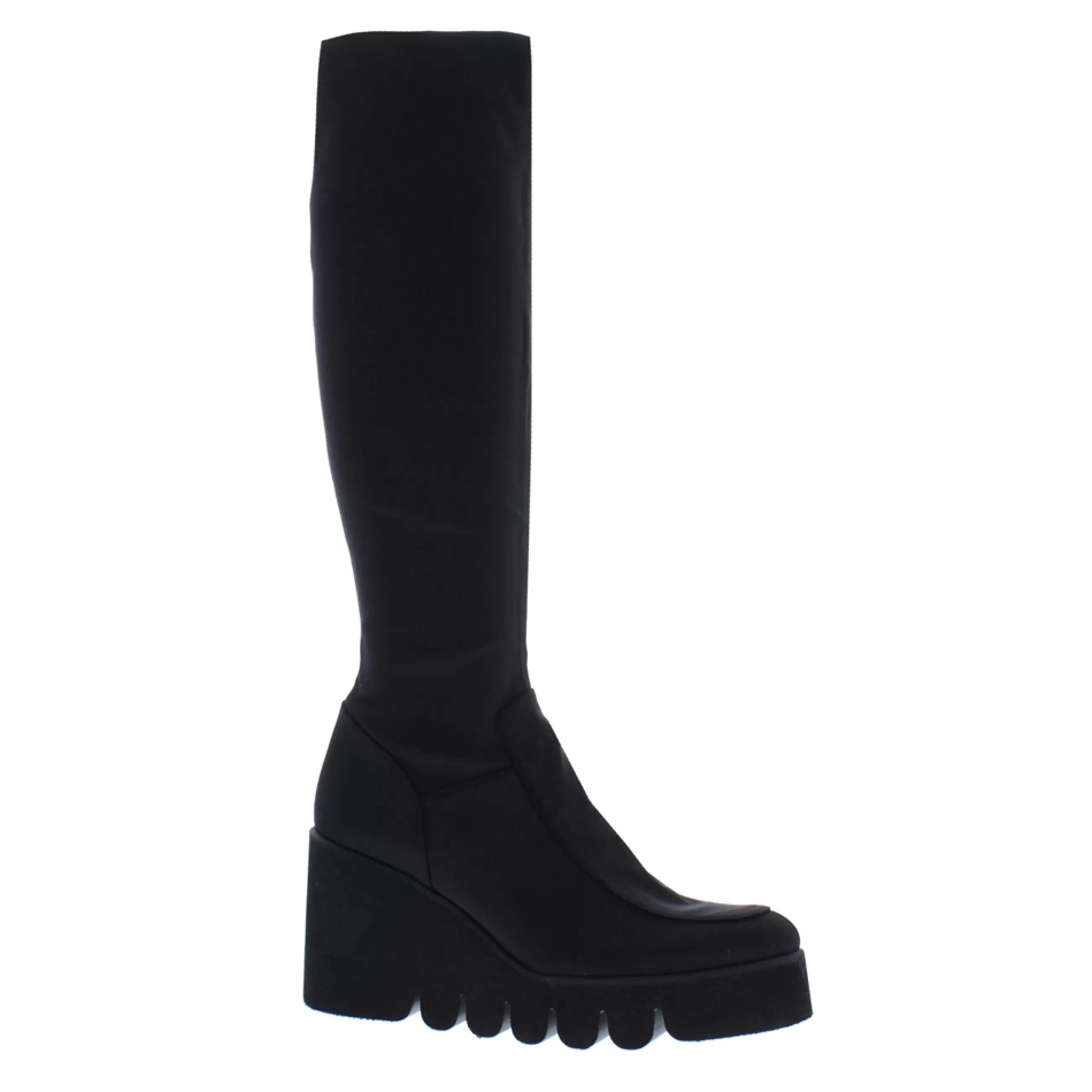 Lakelyn Black Italian Lycra Wavesole Wedge Heel Boots>Carl Scarpa Fashion