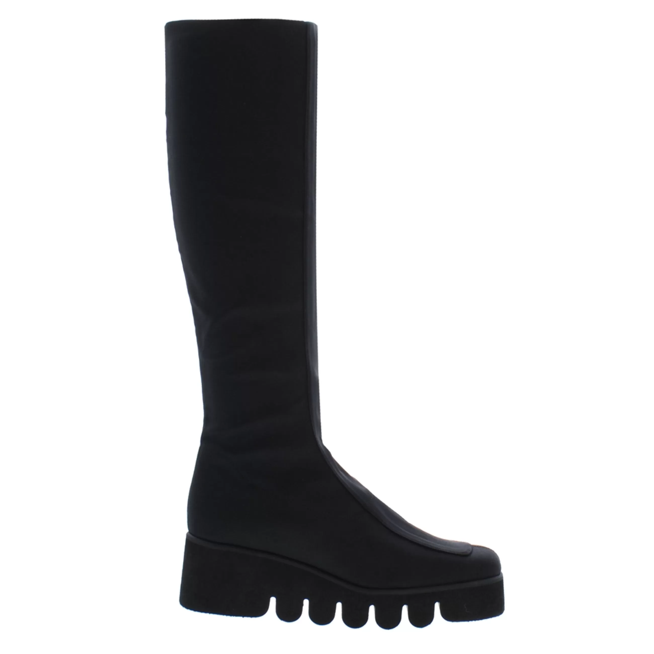 Lamese Black Italian Lycra Wavesole Wedge Heel Boots>Carl Scarpa Store