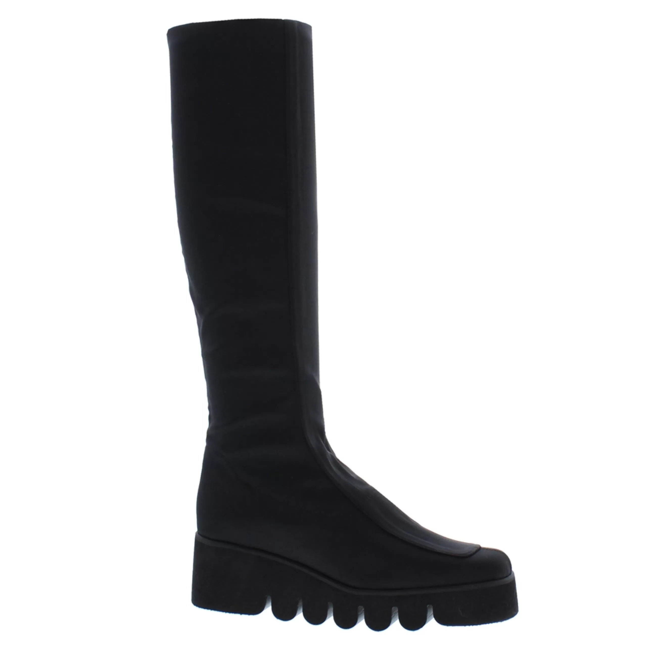 Lamese Black Italian Lycra Wavesole Wedge Heel Boots>Carl Scarpa Store