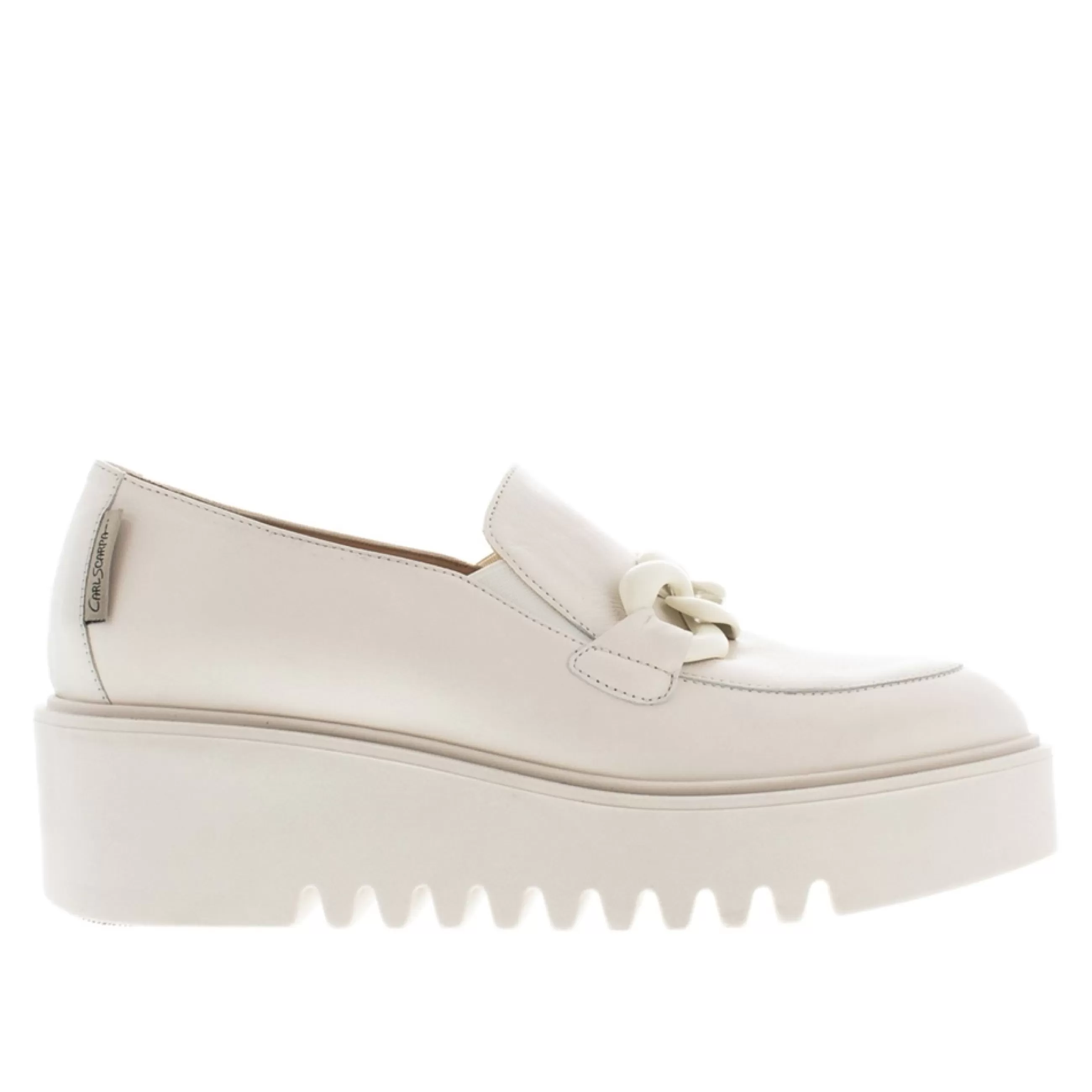 Lizi Italian Off White Chain Wedge Loafers>Carl Scarpa Discount