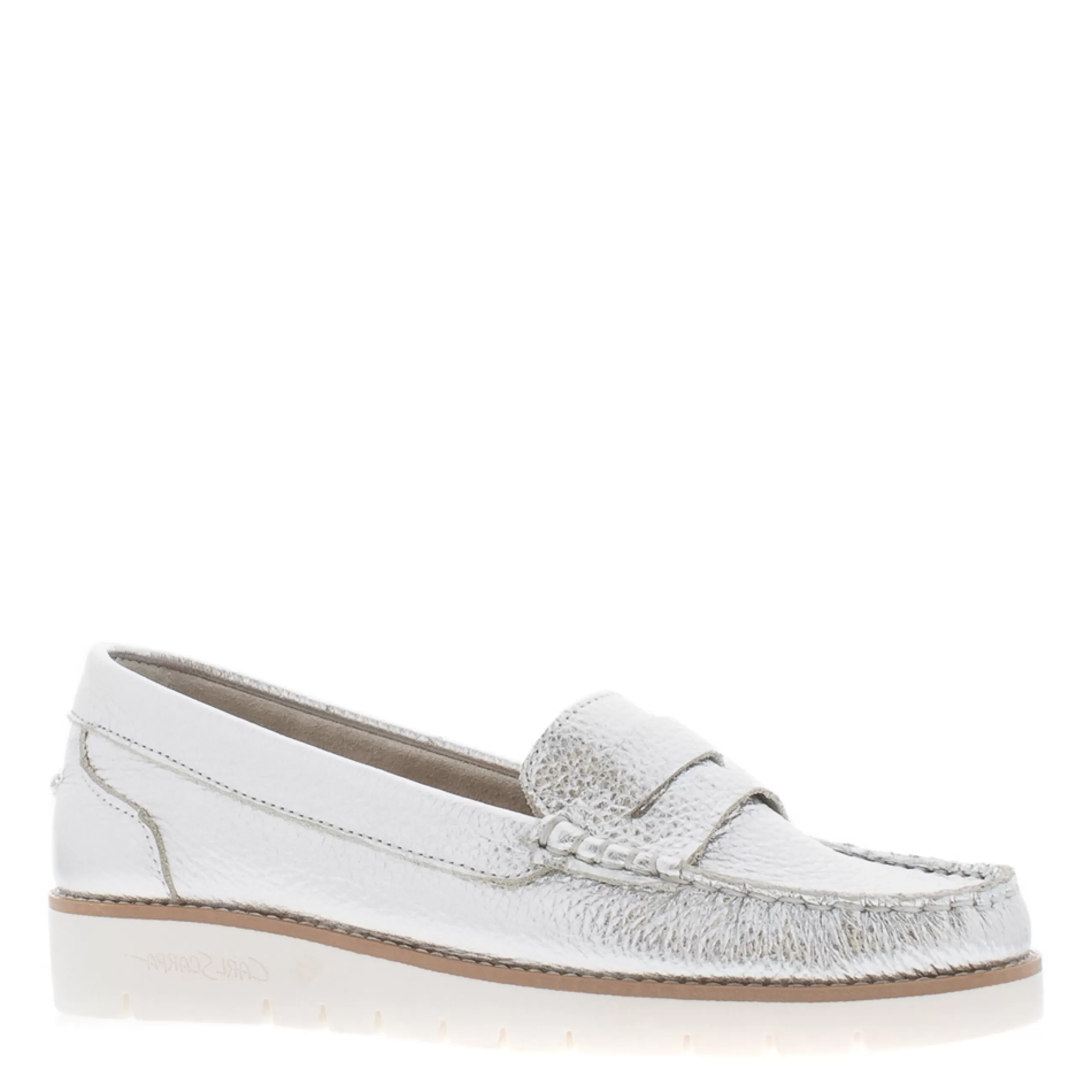 Lucentia Silver Leather Wedge Loafers>Carl Scarpa Fashion