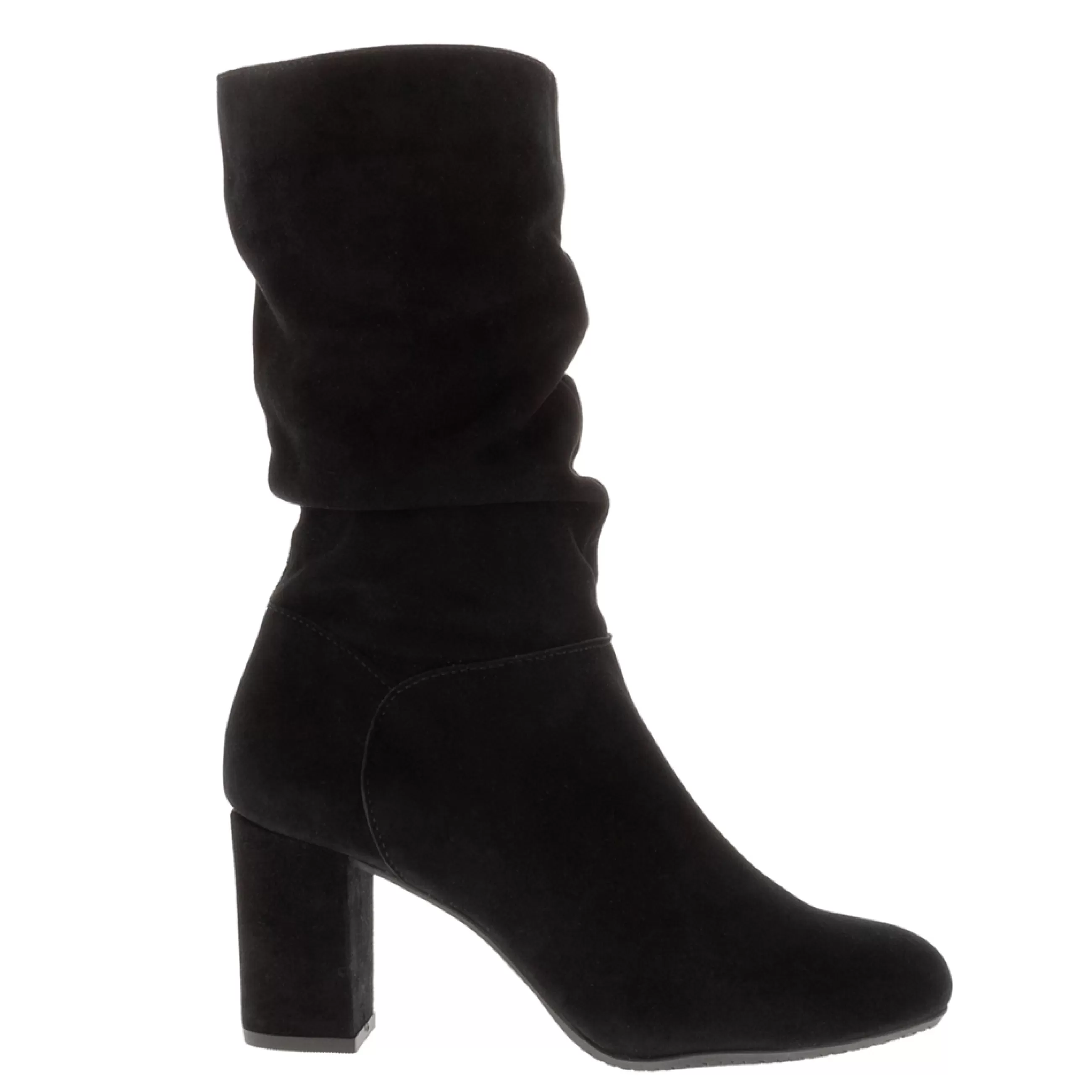 Mathilde Black Suede Rouched Ankle Boots>Carl Scarpa Fashion