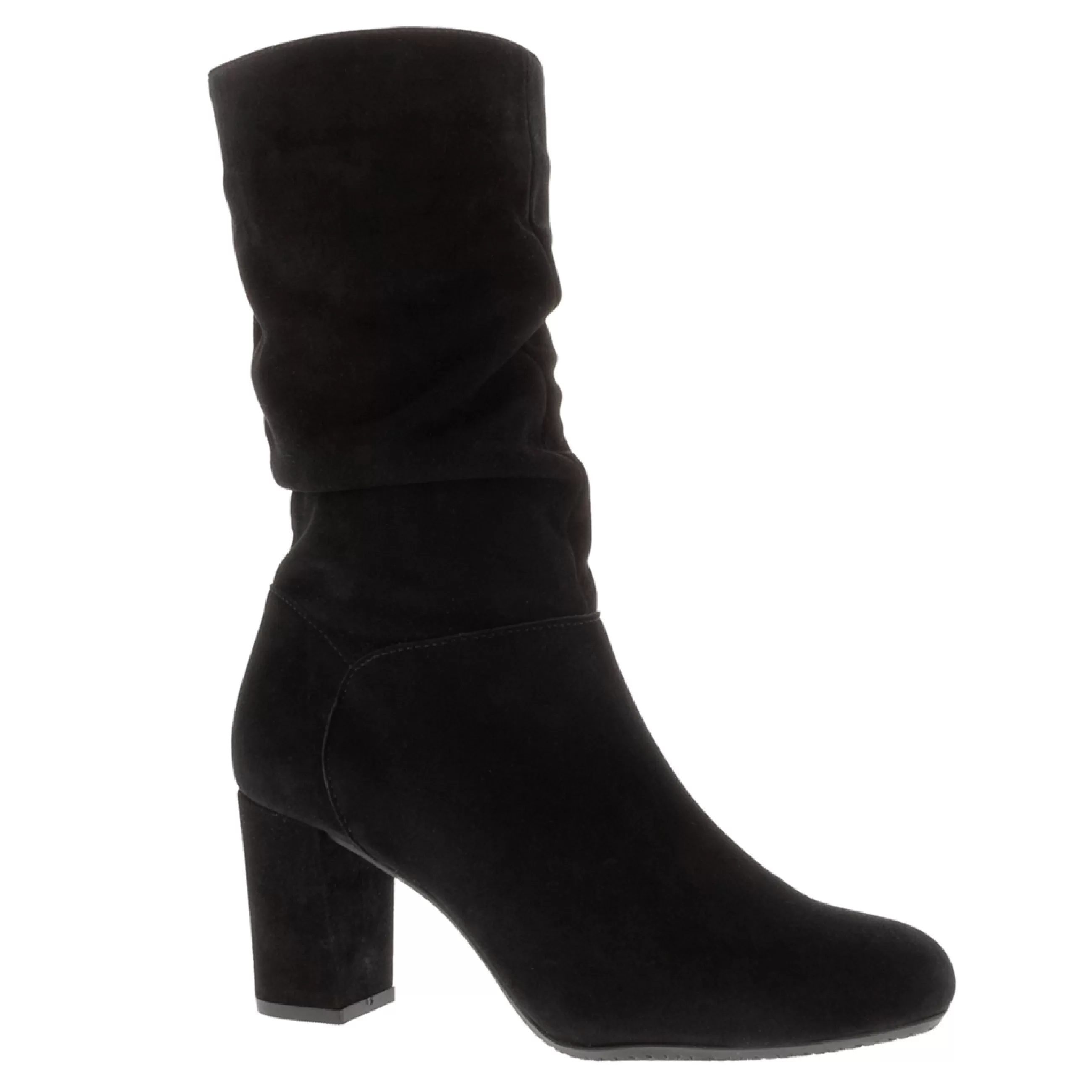 Mathilde Black Suede Rouched Ankle Boots>Carl Scarpa Fashion