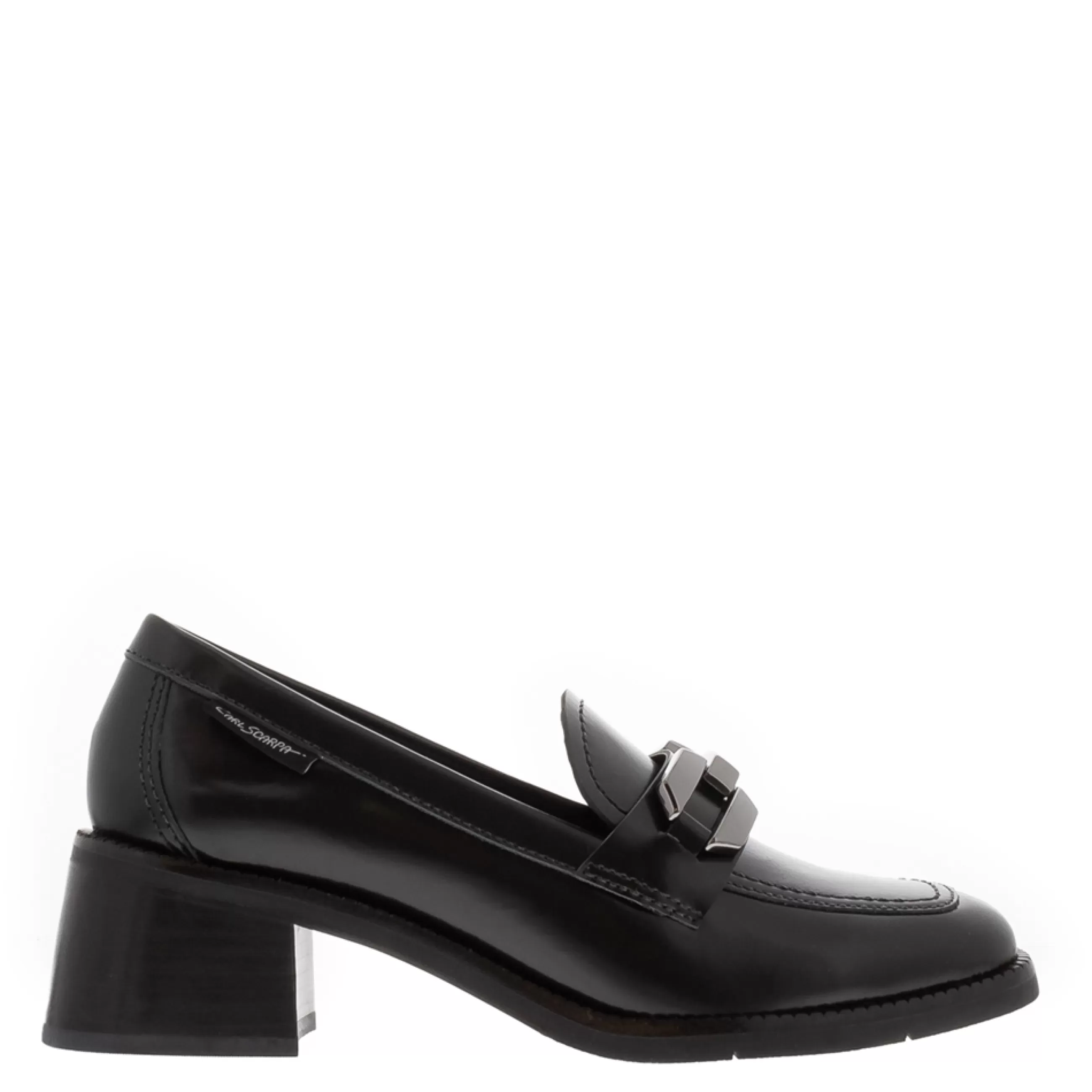 Piacenza Black Leather Block Heel Loafers>Carl Scarpa Flash Sale