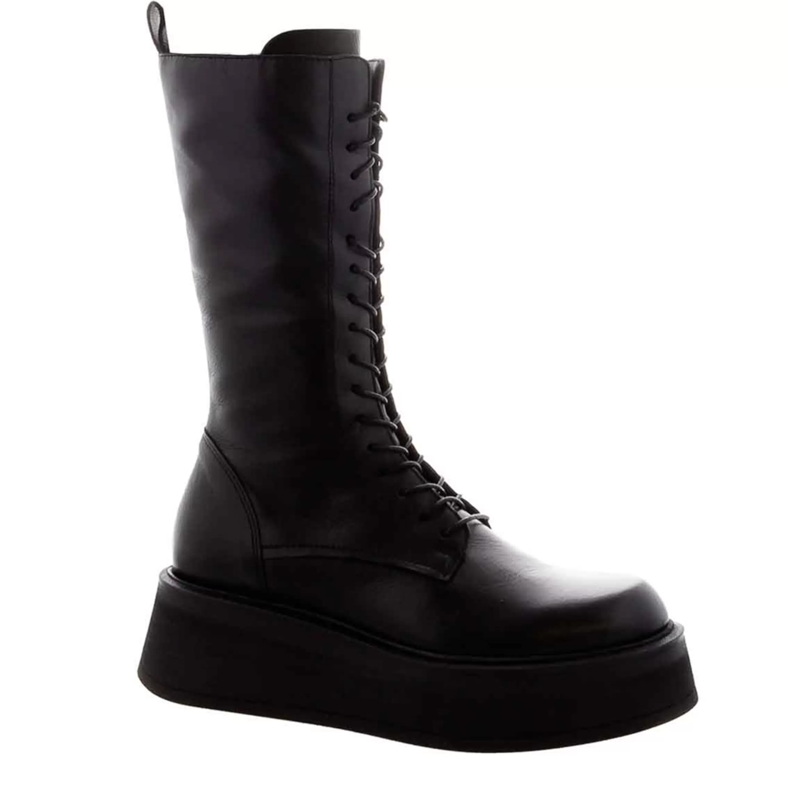 Punk Black Leather Lace Up Boots>Carl Scarpa Discount