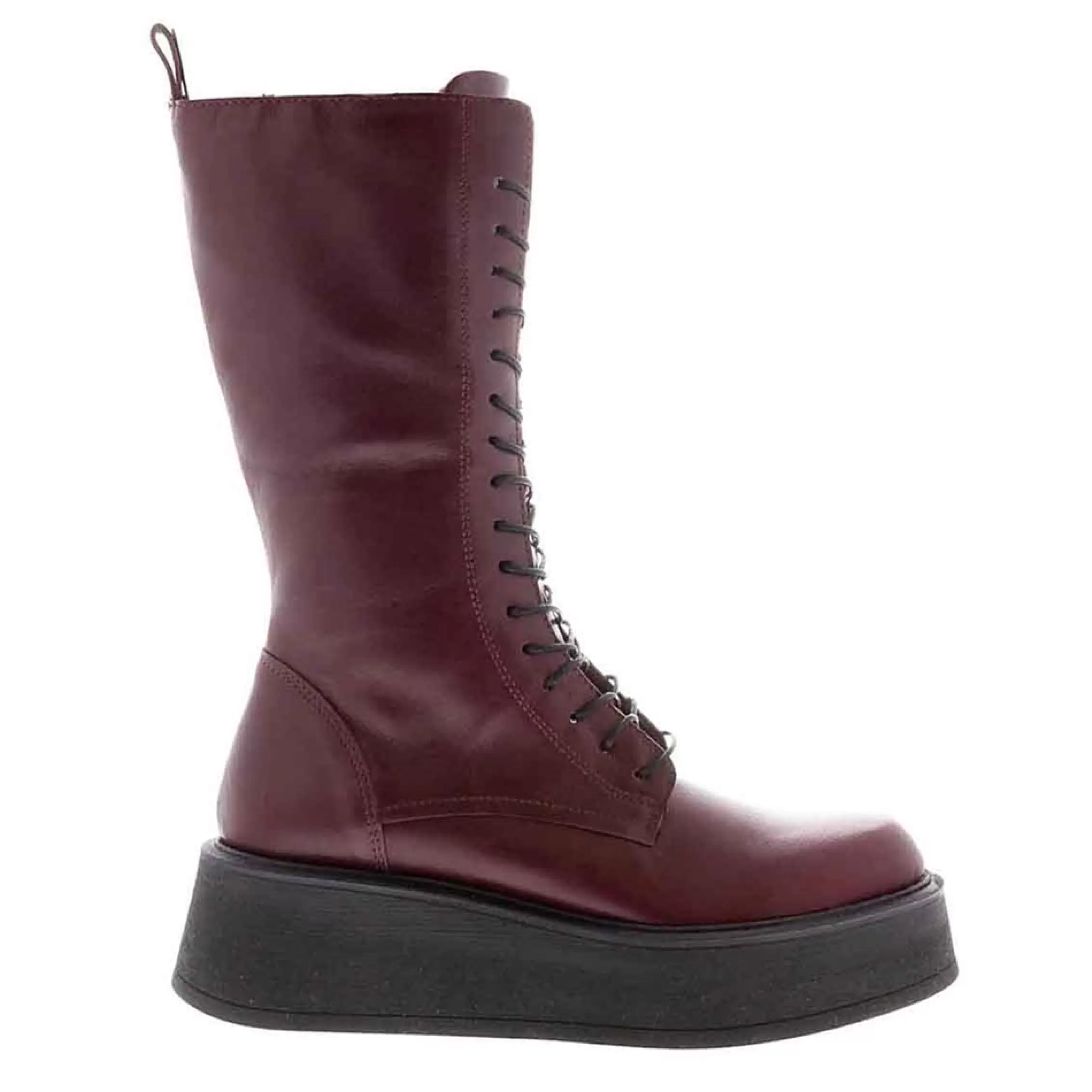 Punk Burgundy Leather Lace Up Boots>Carl Scarpa Best