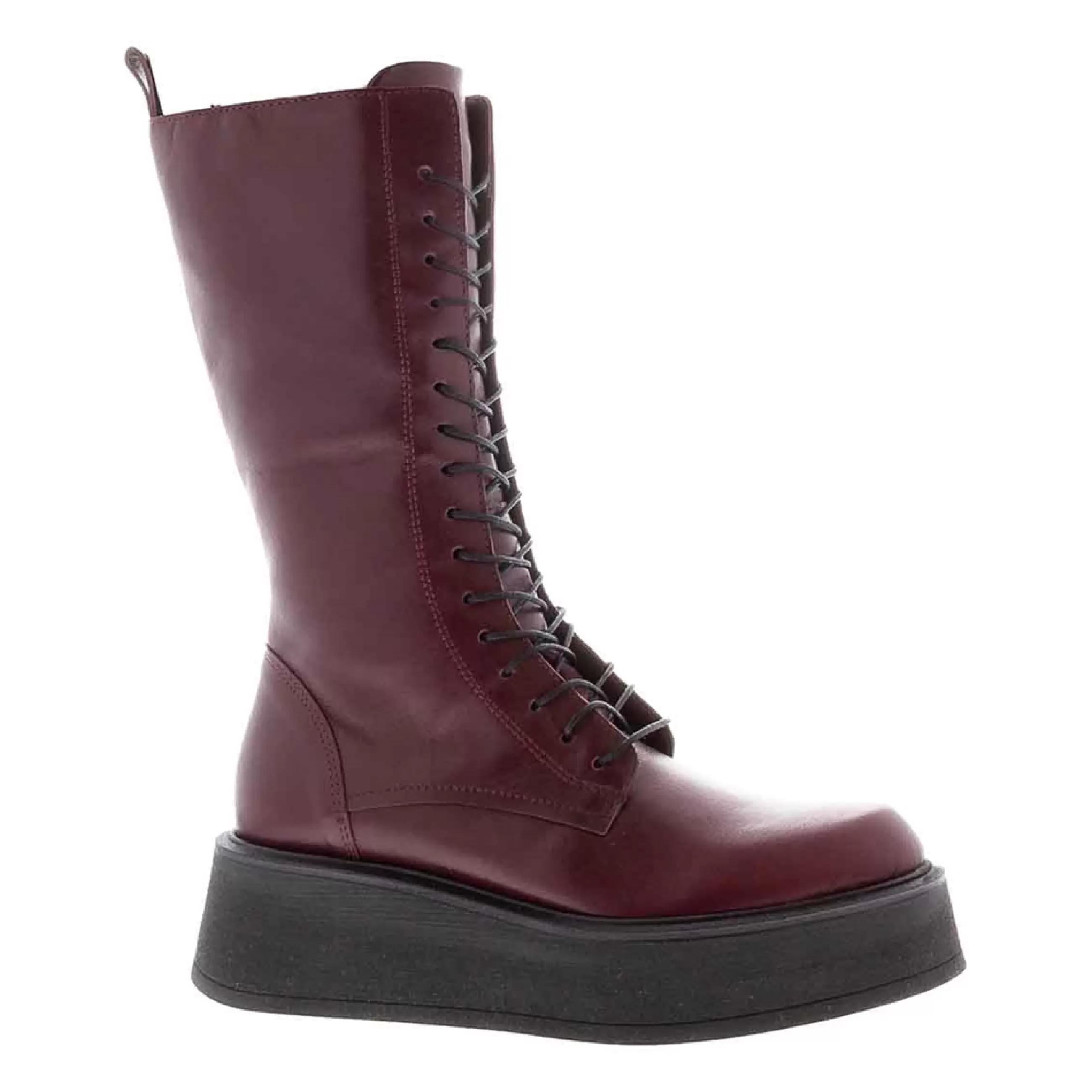 Punk Burgundy Leather Lace Up Boots>Carl Scarpa Best