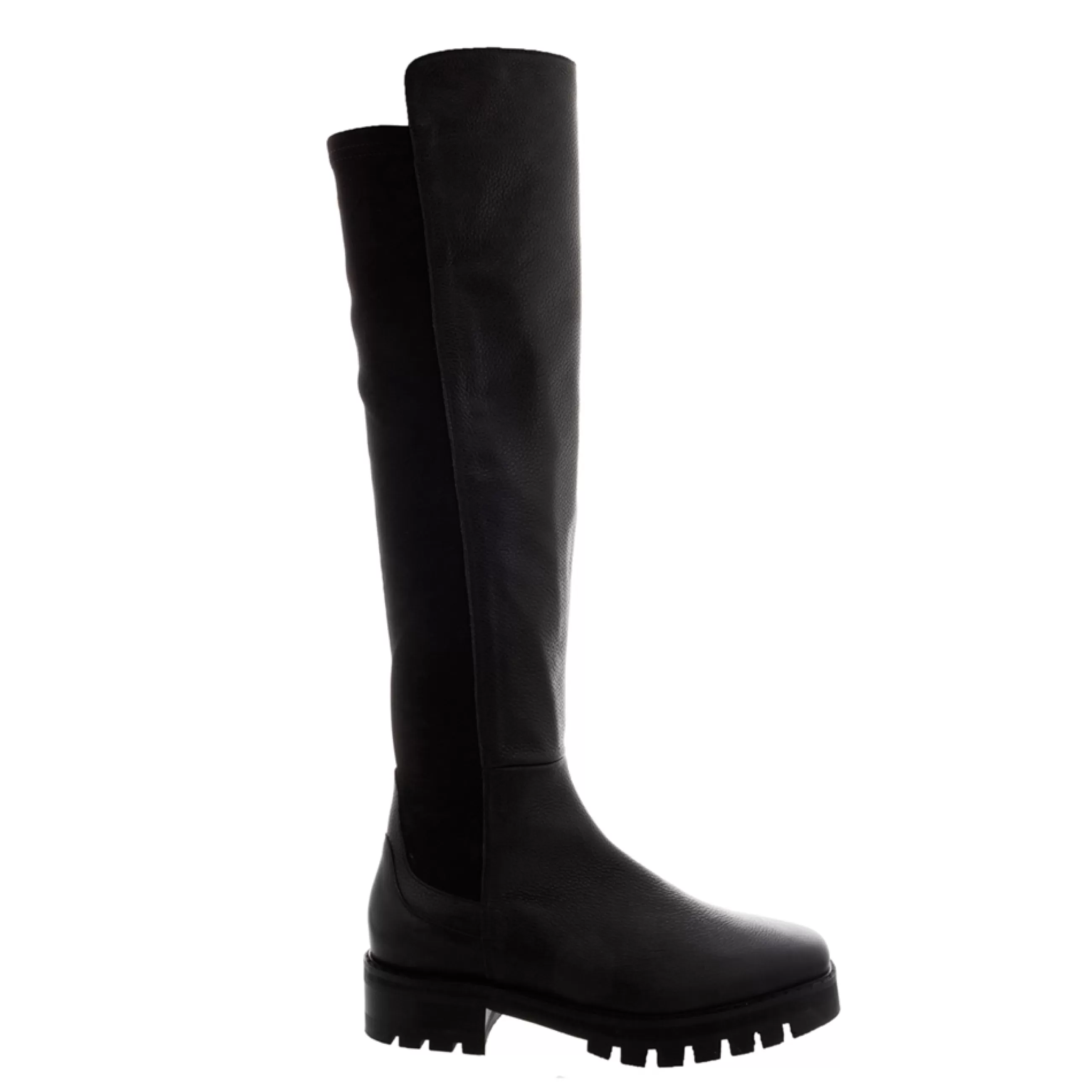 Zinnia Black Leather Chunky Knee High Boots>Carl Scarpa Shop