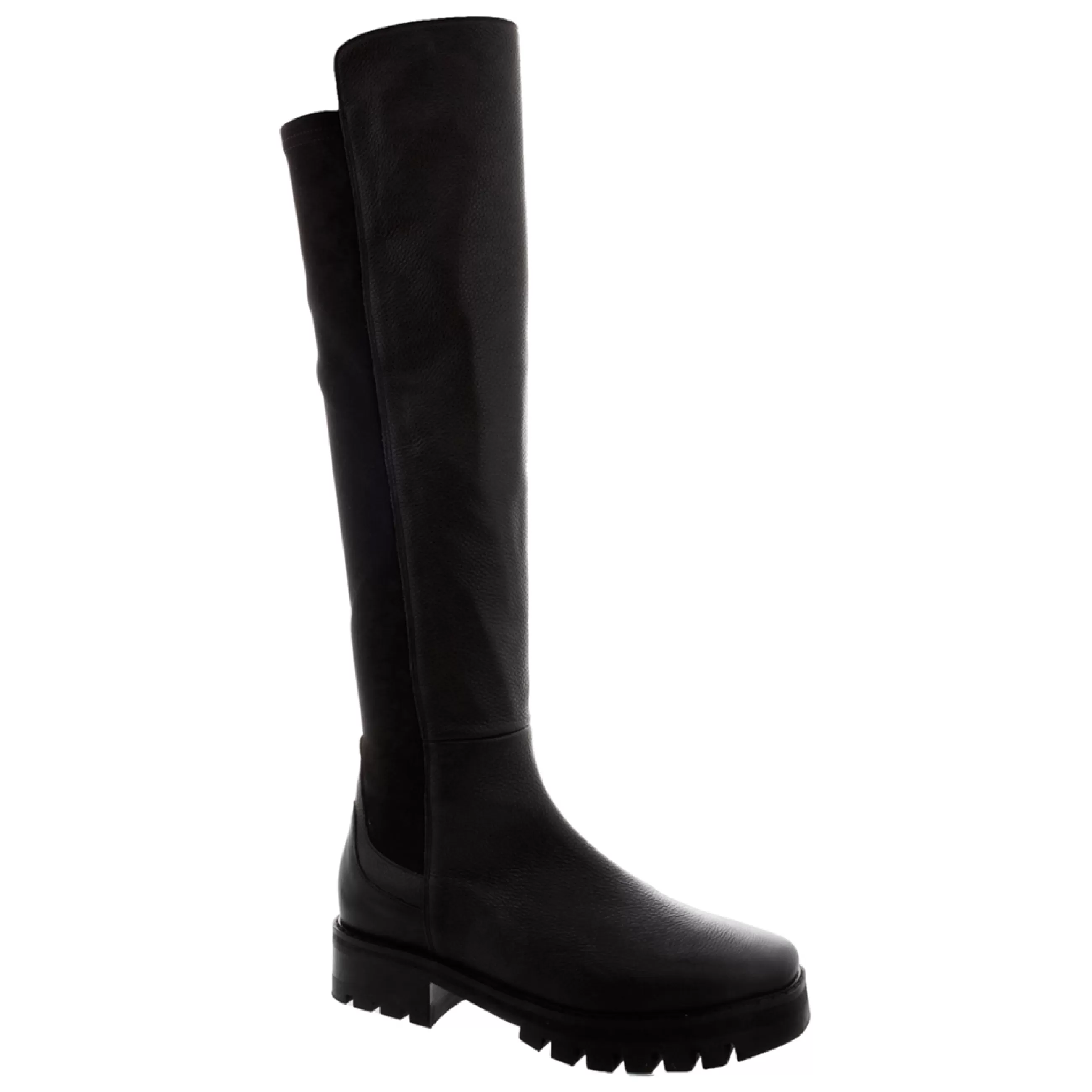 Zinnia Black Leather Chunky Knee High Boots>Carl Scarpa Shop